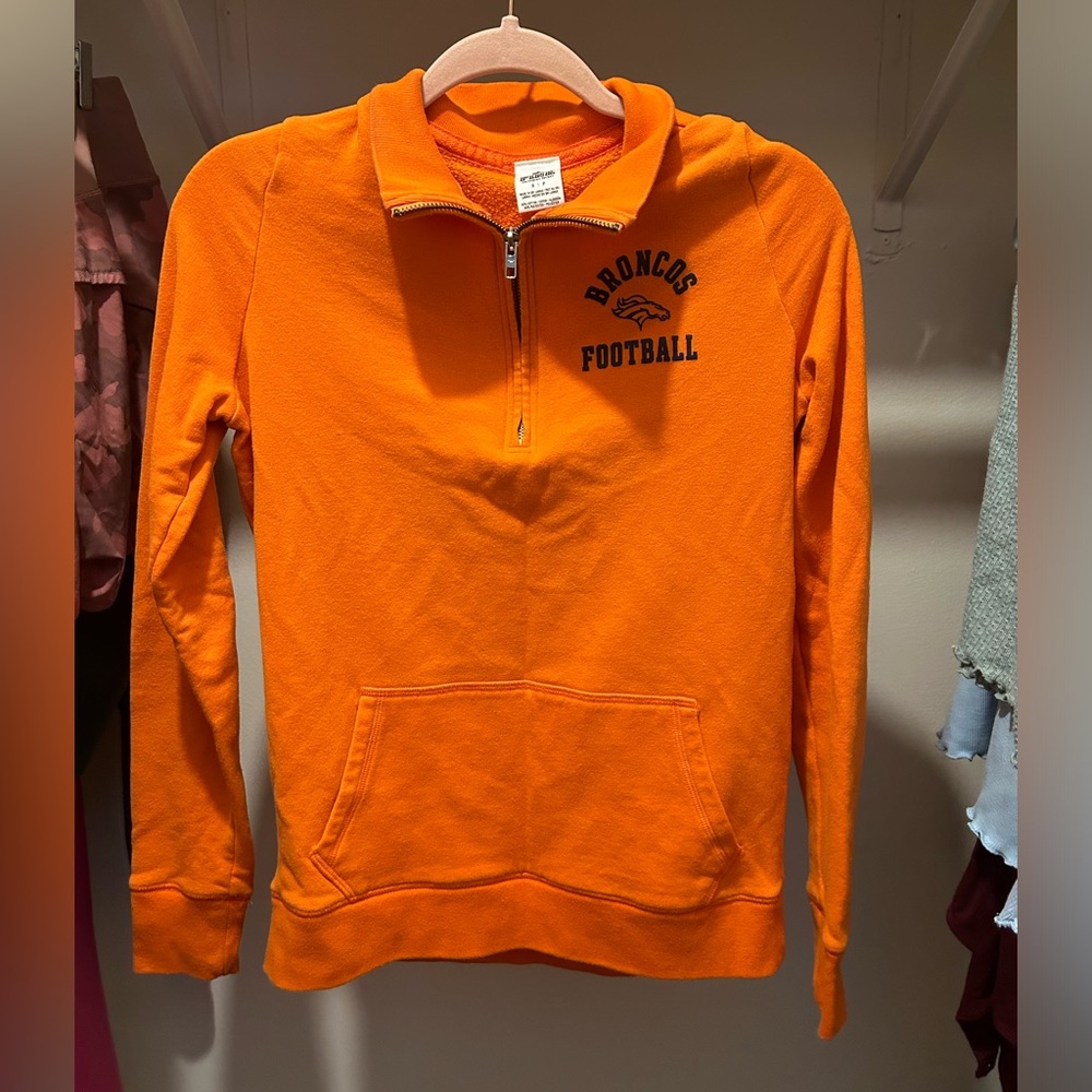 PINK denver broncos quarter zip sweatshirt